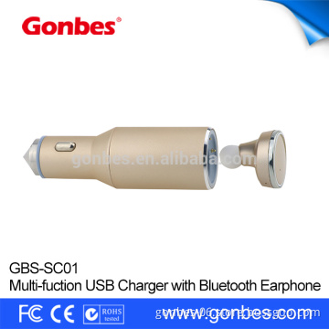 Pick Up Phone Call Bluetooth Mini Earpiece Dual USB Car Charger